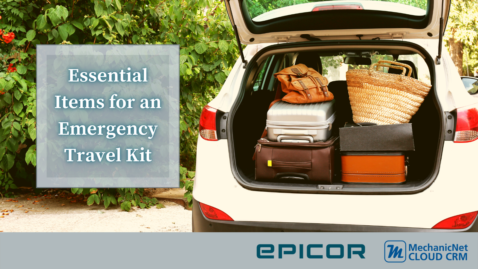 essential items for an emergency kit: full trunk travel image